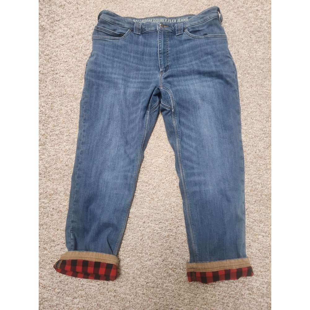 Duluth Trading Co Ballroom Double Flex Jeans Flannel Lined 36x29 Actual Men's